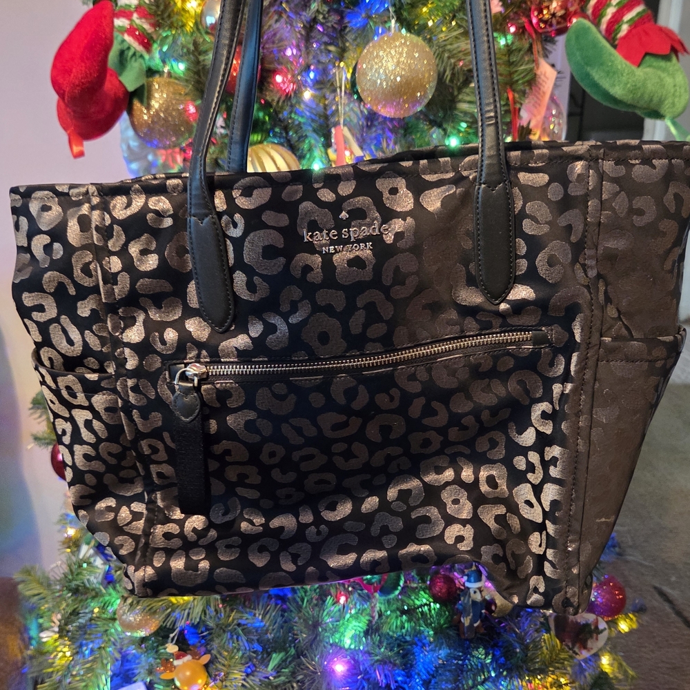 Kate Spade Black and Gray Leopard Tote